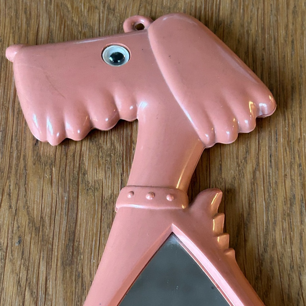 Vintage Pink Poodle Shaped Mirror. Playful Kitsch